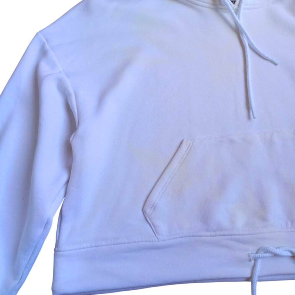 Hollister White Cropped Hoodie Drawstring Hem – Size S - Picture 5 of 6